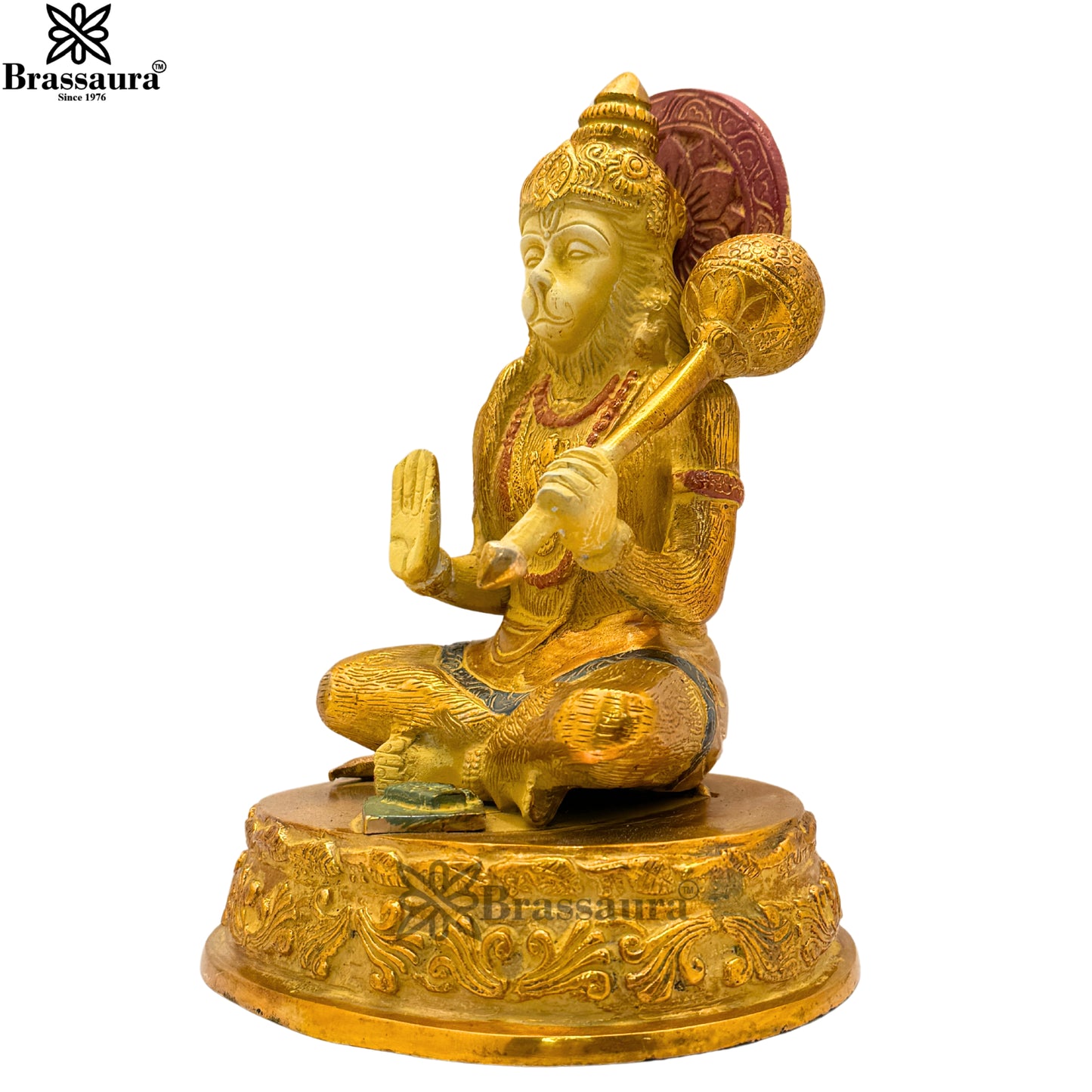 Brass Multi Colored White & Gold Patina Finish Hanuman Weight 2.1 Kg & Height 7.5 Inch
