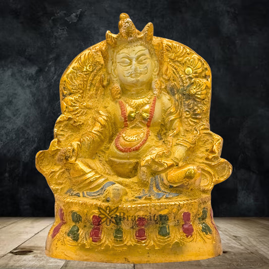 Brass Gold & White Patina Finish Kuber Weight 1.3 Kg & Height 5 Inch