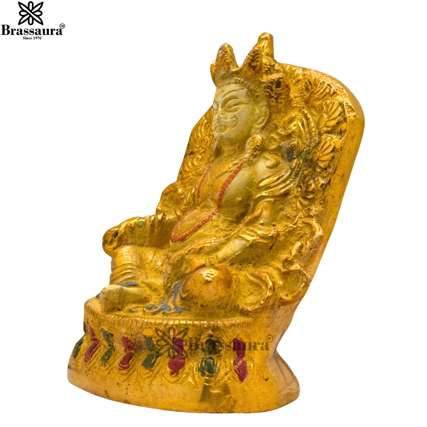 Brass Gold & White Patina Finish Kuber Weight 1.3 Kg & Height 5 Inch