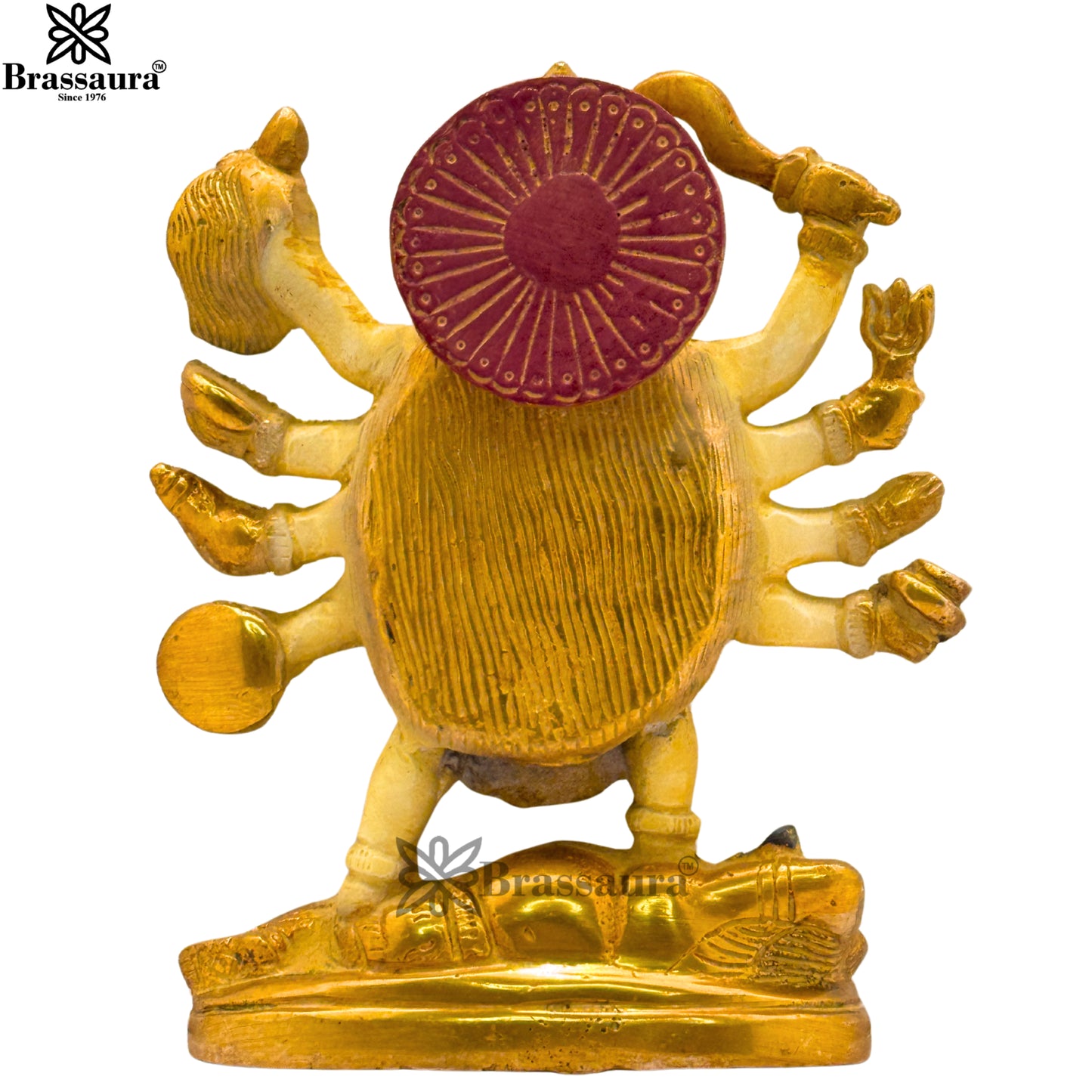 Brass Multi Colored White & Gold Patina Finish Eight Hand kali Weight 1.6 Kg & Height 6.5 Inch