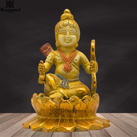 Brass Multi Colored White & Gold Patina Finish Ram Lalla Weight 1.2 Kg & Height 5 Inch