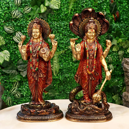 Brassaura® Brass Laxmi Narayan Idol | Height 15.5 Inches