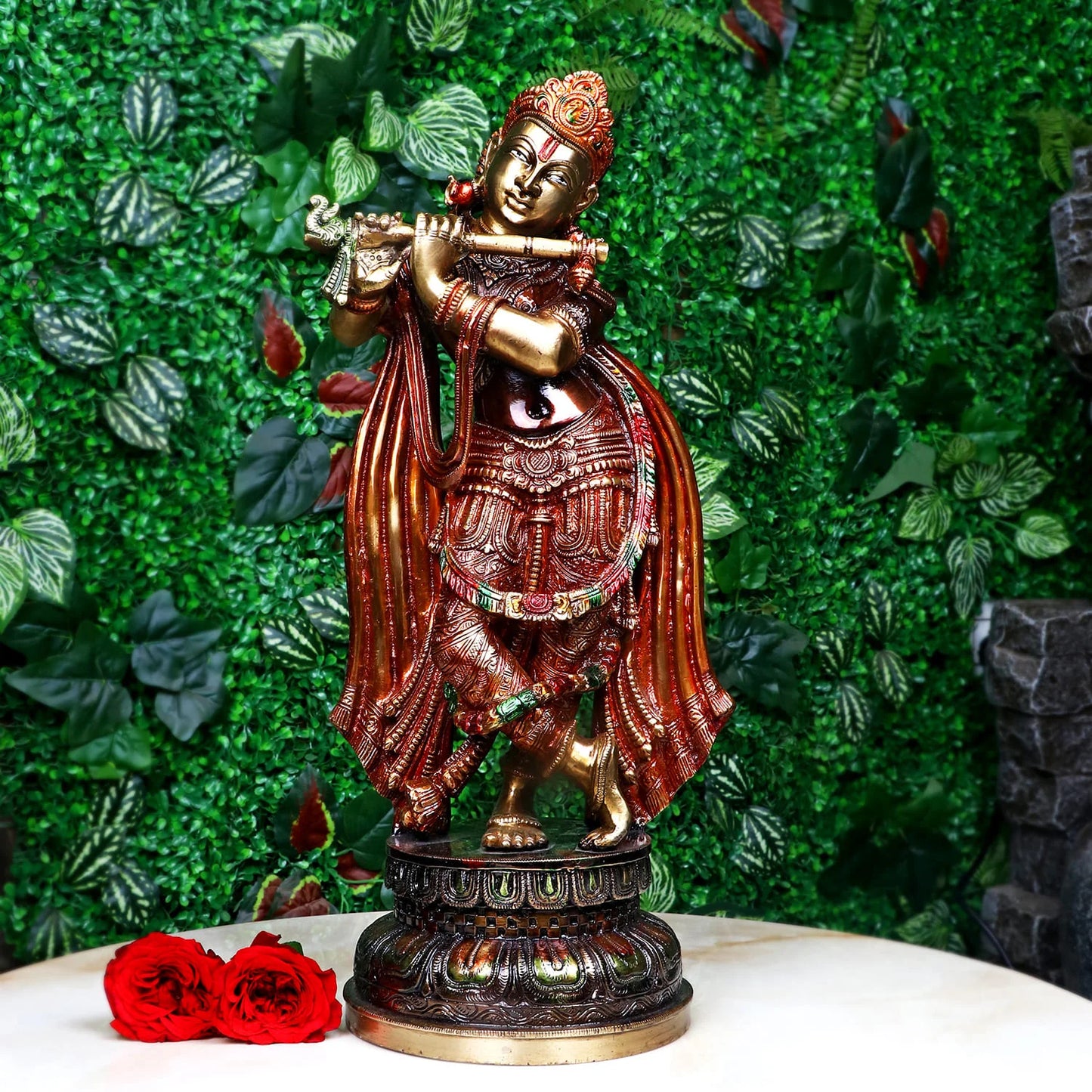 Brassaura® Brass Krishna Idol | Height 18.25 Inches