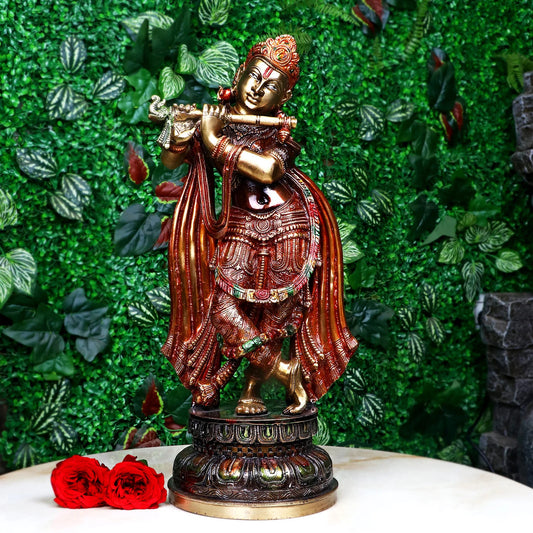 Brassaura® Brass Krishna Idol | Height 18.25 Inches