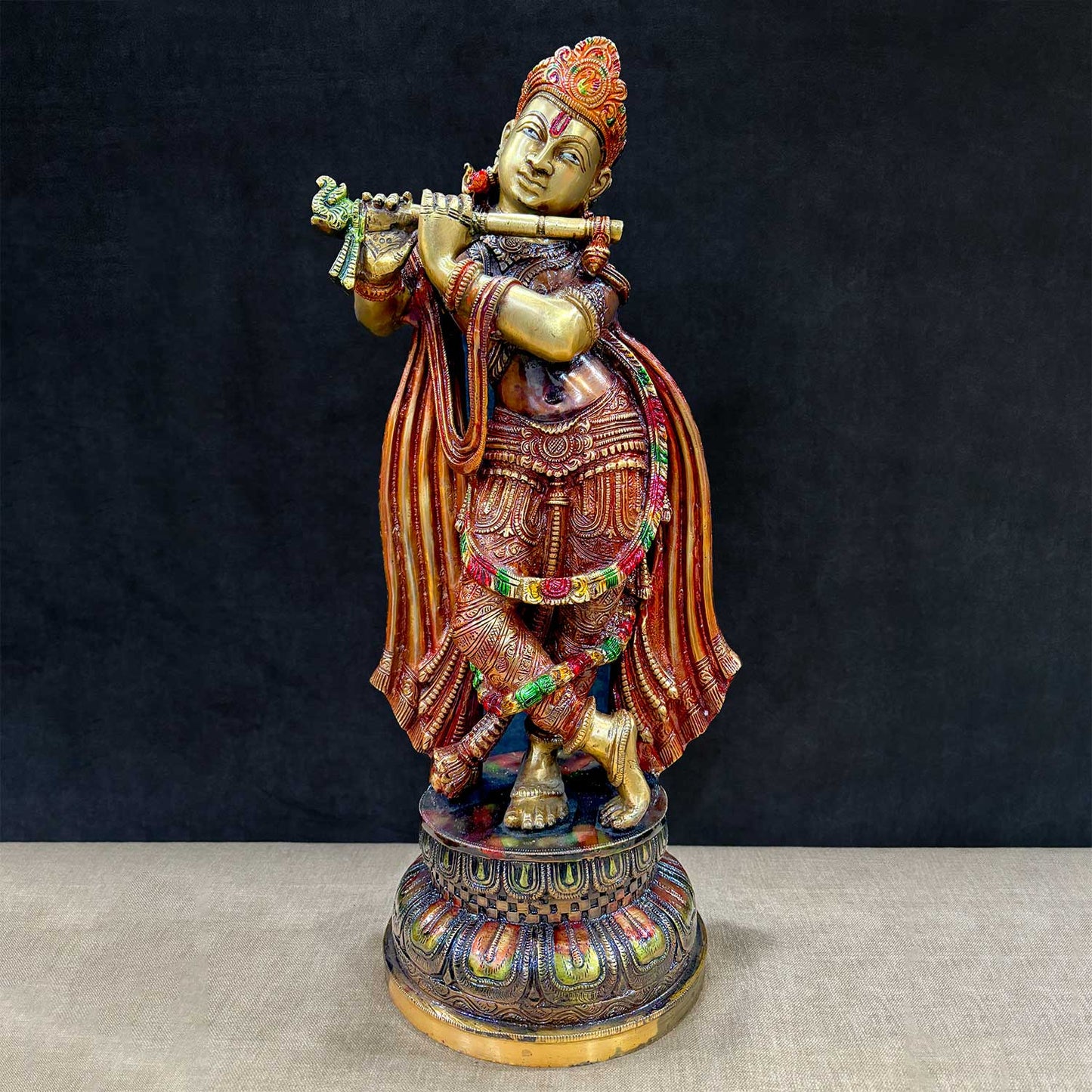 Brassaura® Brass Krishna Idol | Height 18.25 Inches