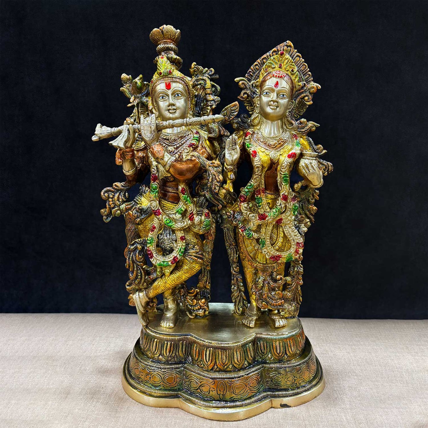 Brassaura® Brass Radha Krishna Statue | Height 16.54 Inches
