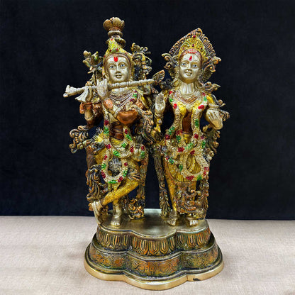 Brassaura® Brass Radha Krishna Statue | Height 16.54 Inches