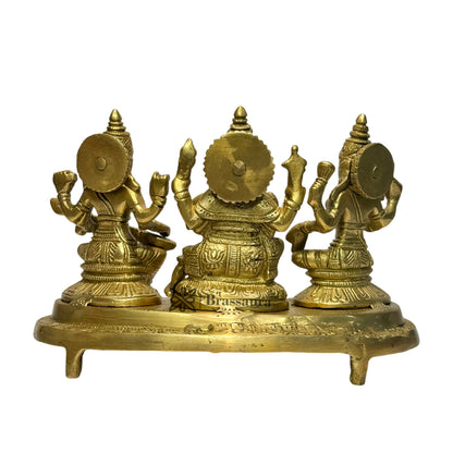 Brass Laxmi Ganesha Saraswati Murti for Home and Decor Show Piece for Living Room Height 20 cm Weight 3.1 Kg