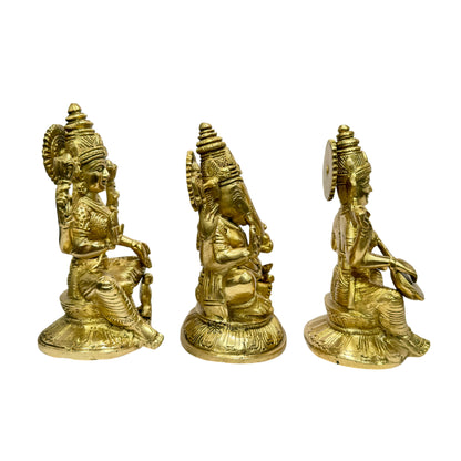 Brass Laxmi Ganesha Saraswati Murti for Home and Decor Show Piece for Living Room Height 18 cm Weight 4.8 Kg