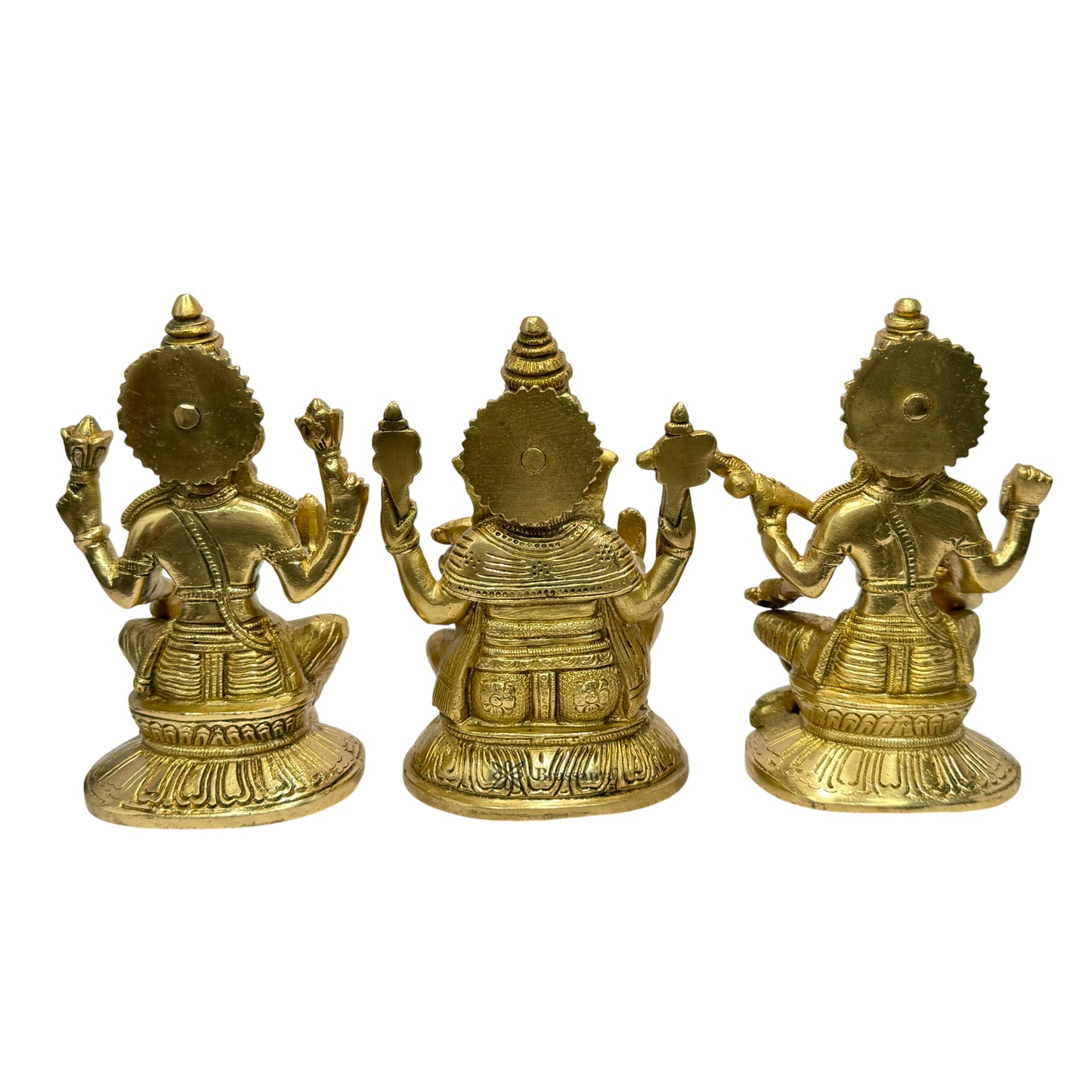 Brass Laxmi Ganesha Saraswati Murti for Home and Decor Show Piece for Living Room Height 18 cm Weight 4.8 Kg