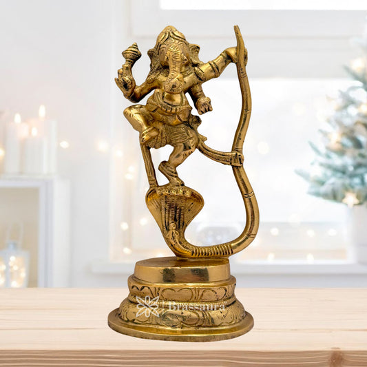 Brass Dancing Ganesha Idol for Home and Decor Weight 1.8 Kg Height 24 cm