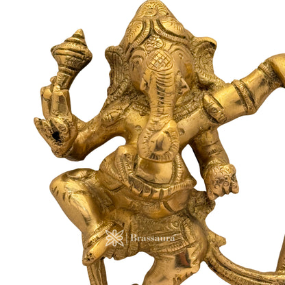 Brass Dancing Ganesha Idol for Home and Decor Weight 1.8 Kg Height 24 cm