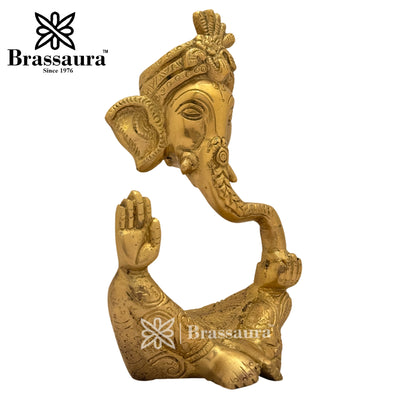 Brass Beautiful Ganesha Idol for Home and Decor Weight 1.2 Kg Height 18 cm