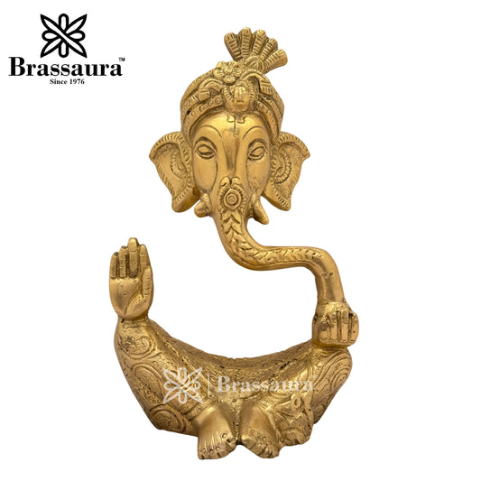 Brassaura™ Brass Beautiful Ganesha Idol for Home and Decor | Weight 1.2 Kgs | Height 7.09 Inches