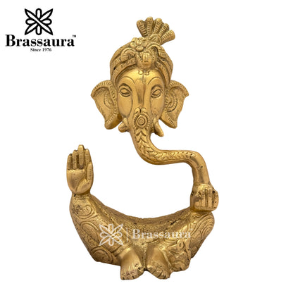 Brass Beautiful Ganesha Idol for Home and Decor Weight 1.2 Kg Height 18 cm