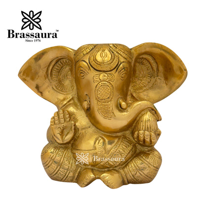 Brass Ganesha Idol for Home and Decor Weight 1.5 Kg Height 12 cm