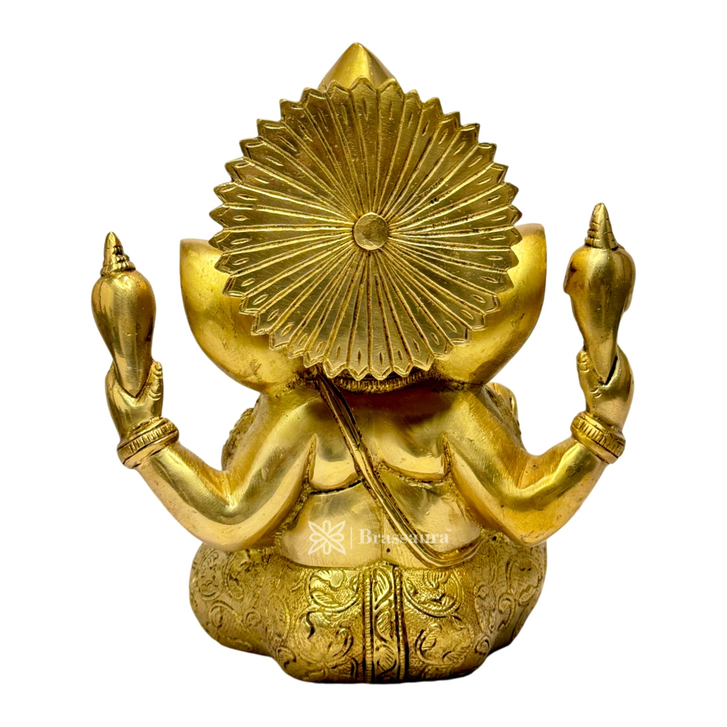 Brassaura™ Brass Ganesha Bhagwan Idol Taj Ganesh Statue Ganpati Murti for Temple Puja Home Entrance Decor Luck Gift Height 25 cm Weight 3.80 Kg