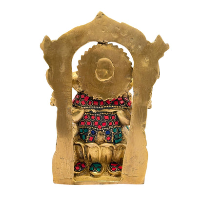Brass Ring Ganesha Statue For Home Decor Weight 1.9 Kg And Height 22 Cm