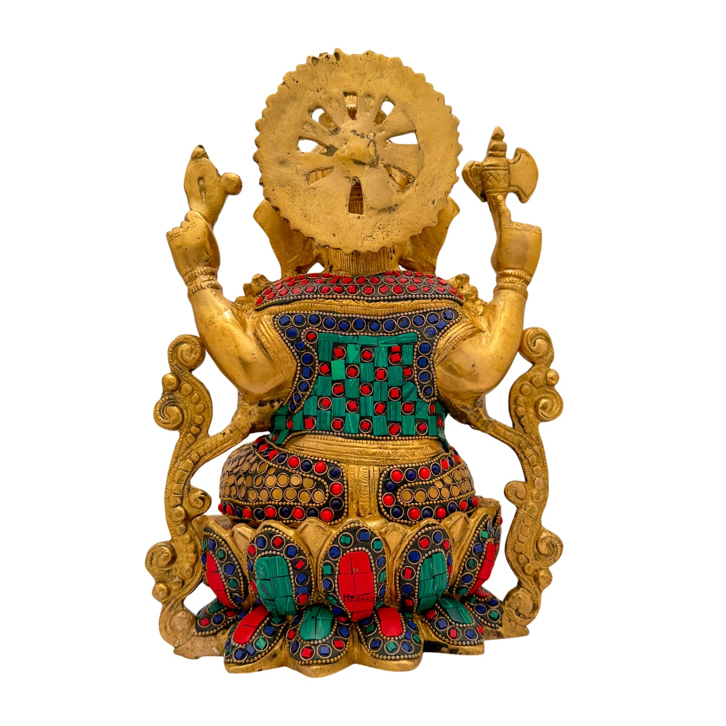Brass Gem Stone Work Jewellery Ganesha Statue For Home Decor Weight 7 Kg And Height 33 Cm