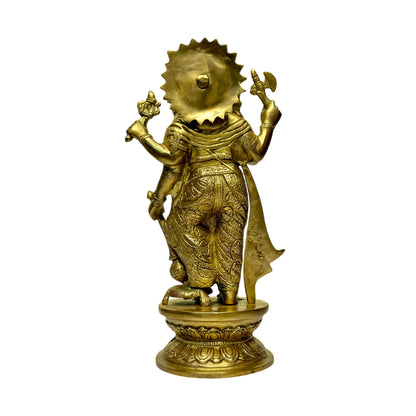 Brassaura™ Brass Standing Ganesha Murti for Home and Decor Brass Ganesh Bhagwan Statue for Pooja Ganesha Idols for Home Entrace Decor Decoration Weight 4 Kg Height 33 cm