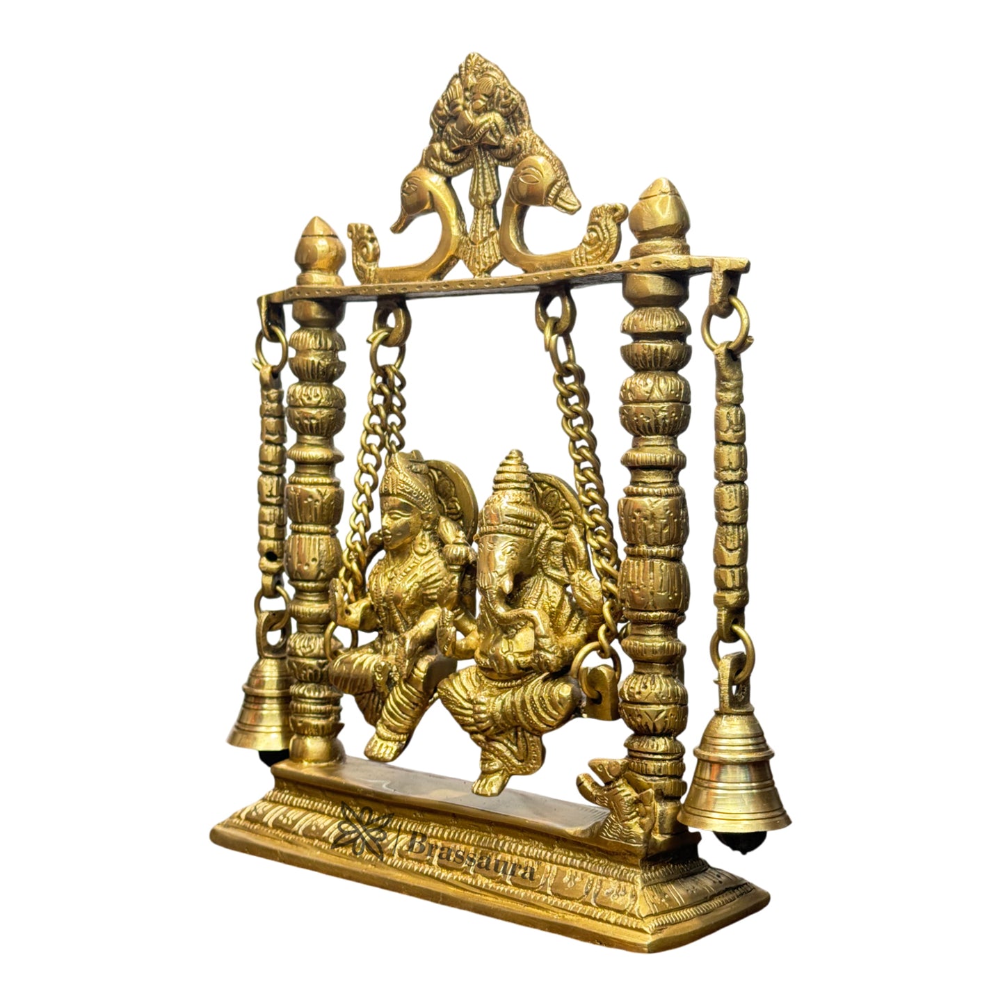 Brassaura™ Brass Laxmi Ganesha Jhula Murti for Home and Decor | Weight 2.5 Kgs | Height 11.02 Inches