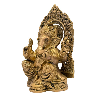 Brass Ring Ganesha Statue For Home Decor Weight 2 Kg And Height 22 Cm