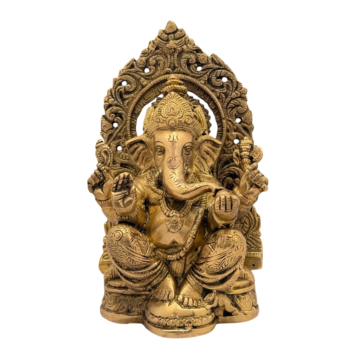 Brass Ring Ganesha Statue For Home Decor Weight 2 Kg And Height 22 Cm