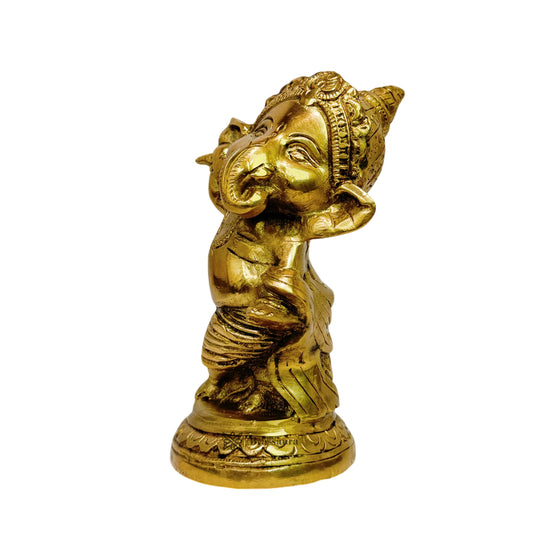 Brassaura Brass Ganesha Murti for Home & Temple Décor | Height 5.1 Inches