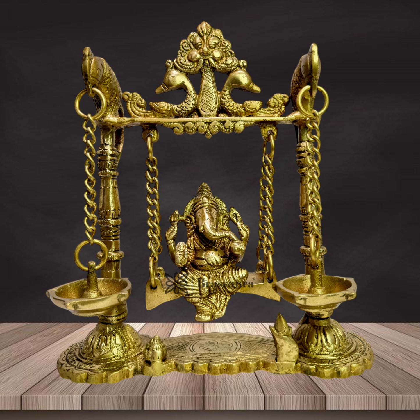 Brass Ganesha Jhula Statue For Home Decor Weight 1.7 Kg And Height 30 Cm