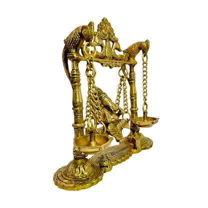 Brass Ganesha Jhula Statue For Home Decor Weight 1.7 Kg And Height 30 Cm