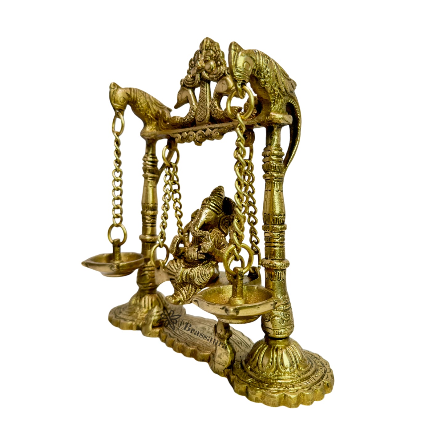 Brass Ganesha Jhula Statue For Home Decor Weight 1.7 Kg And Height 30 Cm