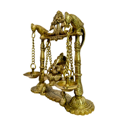 Brass Ganesha Jhula Statue For Home Decor Weight 1.7 Kg And Height 30 Cm