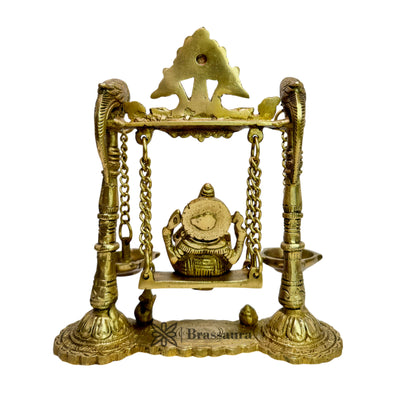 Brass Ganesha Jhula Statue For Home Decor Weight 1.7 Kg And Height 30 Cm