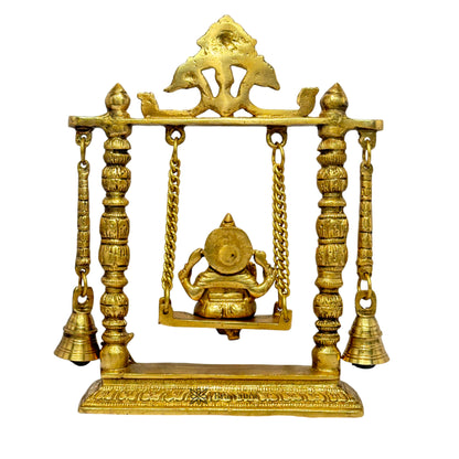 Brass Ganesha Jhula Statue For Home Decor Weight 2.3 Kg And Height 26 Cm