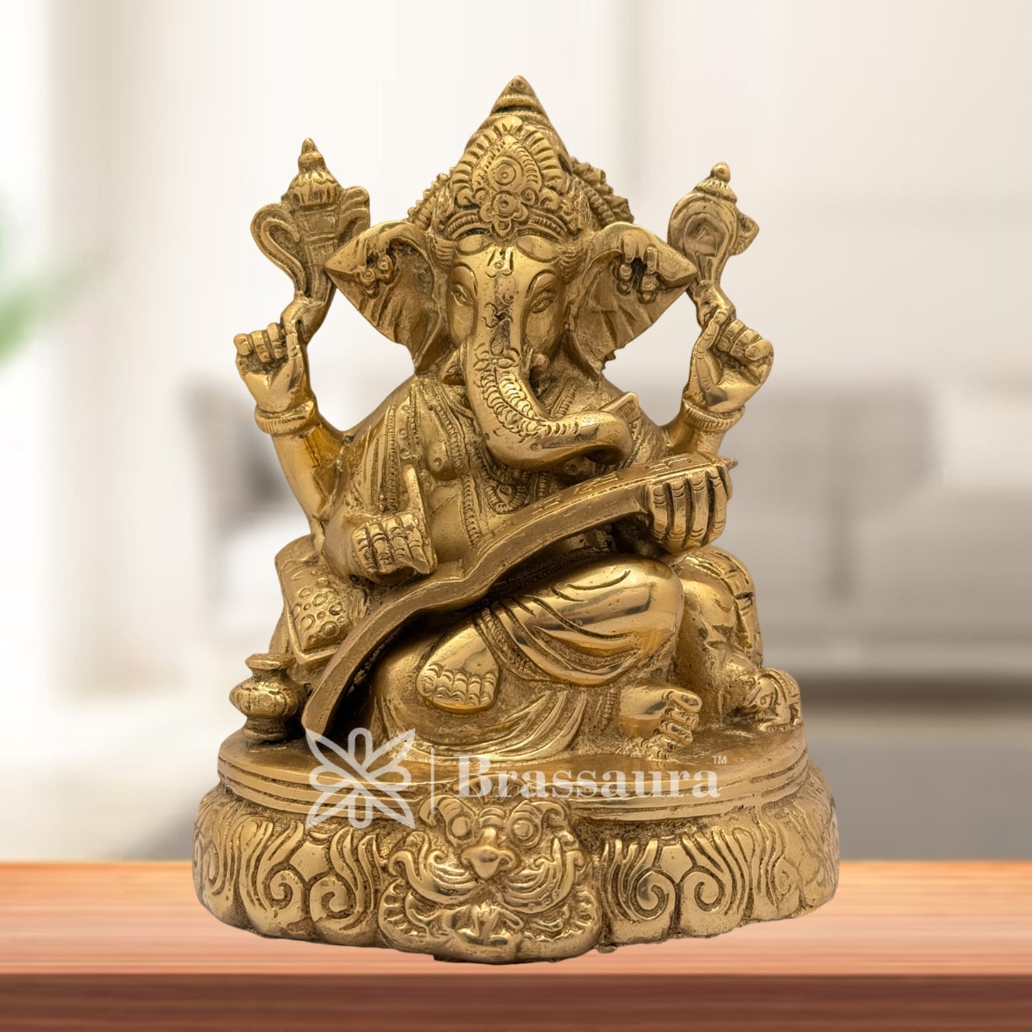 Brass Ganesh Write Mahabharat Statue for Good Luck Diwali Weight 3 Kg Height 19 cm