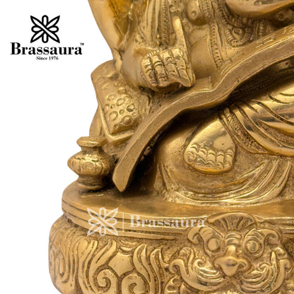 Brass Ganesh Write Mahabharat Statue for Good Luck Diwali Weight 3 Kg Height 19 cm