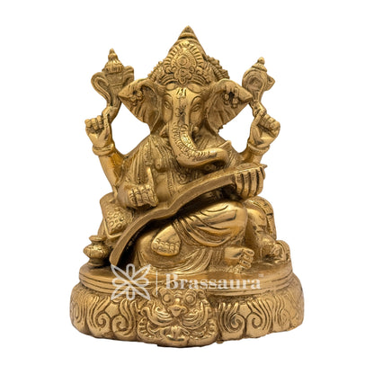 Brass Ganesh Write Mahabharat Statue for Good Luck Diwali Weight 3 Kg Height 19 cm