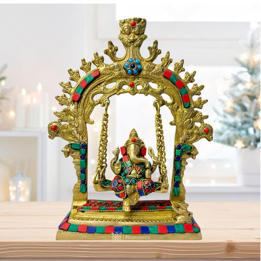 Brass Handwork Kirtimukha Ganesha Jhula Statue Height 28 Cm Weight 1.6 Kg
