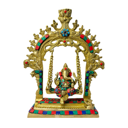 Brass Handwork Kirtimukha Ganesha Jhula Statue Height 28 Cm Weight 1.6 Kg