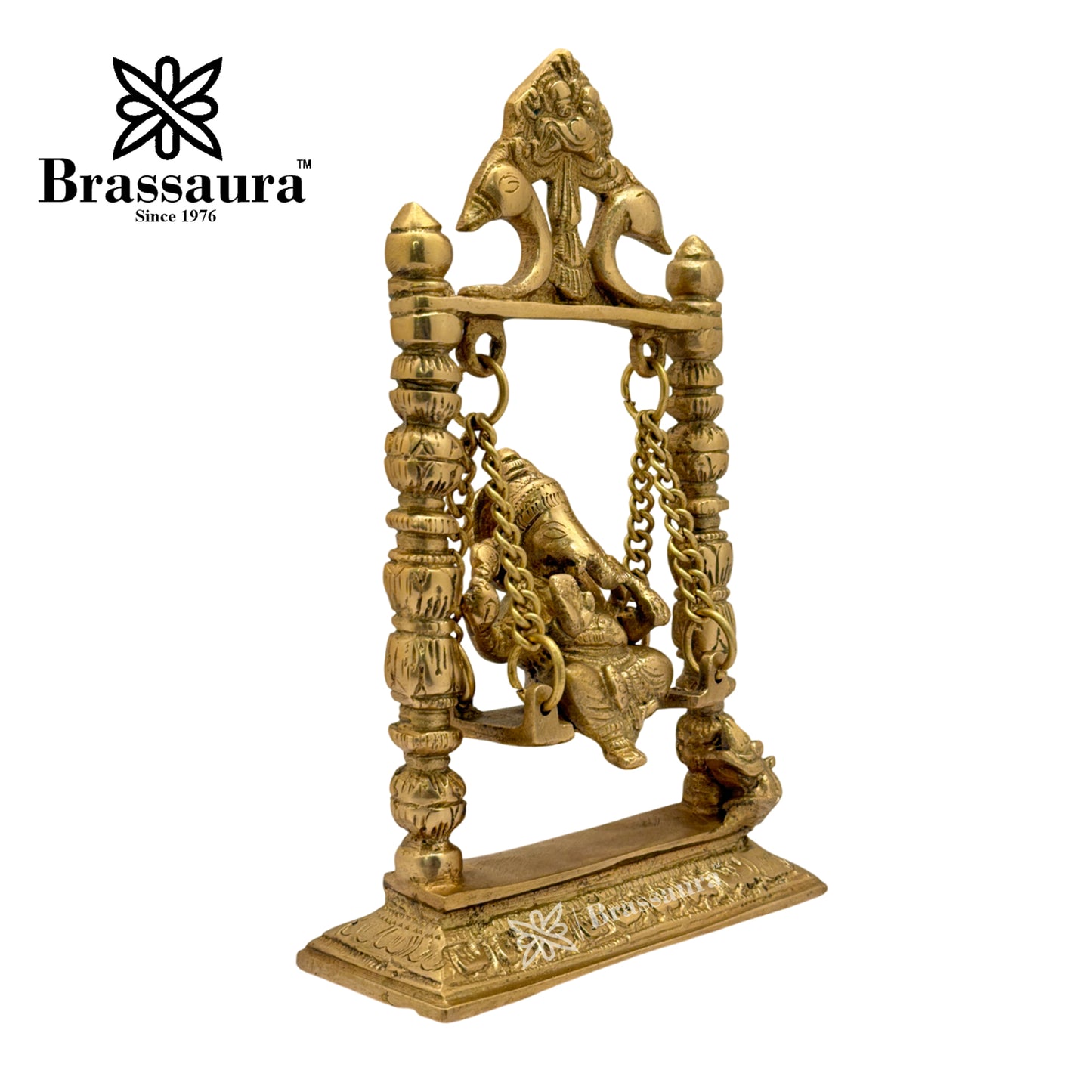 Brass Ganesh jhula Idol for Home and Decor Weight 1.9 Kg Height 23 cm