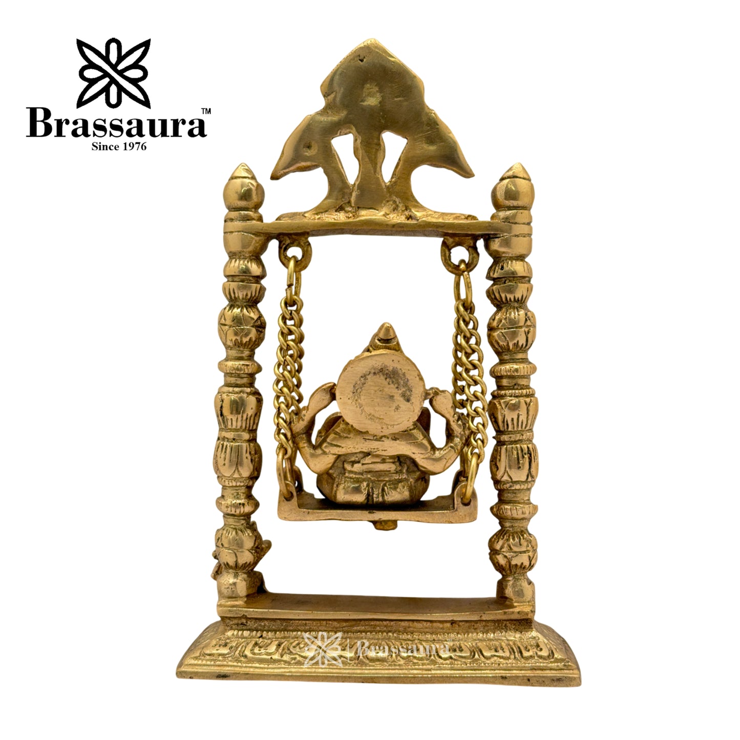 Brass Ganesh jhula Idol for Home and Decor Weight 1.9 Kg Height 23 cm