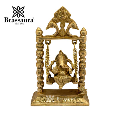 Brass Ganesh jhula Idol for Home and Decor Weight 1.9 Kg Height 23 cm