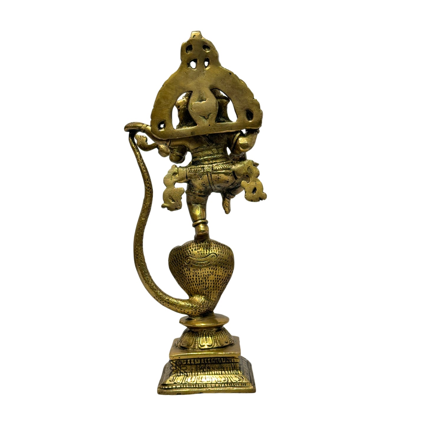 Brassaura™ Brass Dancing Ganesha on Shesnaag Murti for Home and Decor Brass Ganesh Bhagwan Statue for Pooja Room Ganesha Idols for Home Entrace Decor Good Luck Decoration Weight 2.5 Kg Height 8 cm