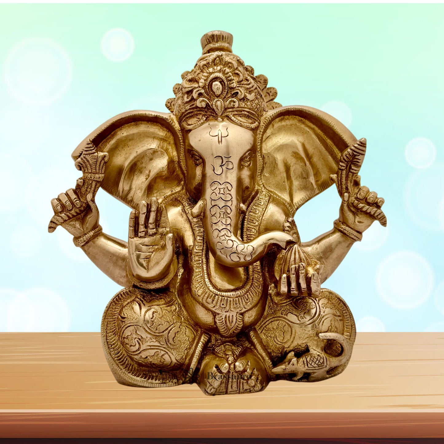 Brassaura™ Brass Ganesha Murti for Home and Decor Brass Ganesh Bhagwan Statue for Pooja Room Ganesha Idols for Home Entrace Decor Good Luck Vastu Decoration Weight 5.20 Kg Height 33 cm