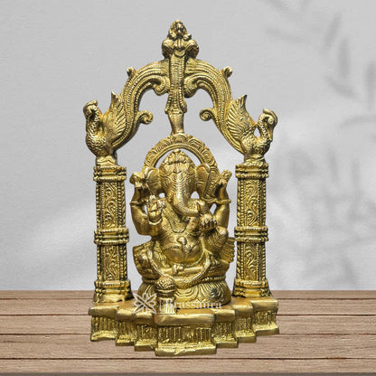 Brassaura™ Brass Ganesha Murti for Home and Decor Brass Ganesh Bhagwan Statue for Pooja Room Ganesha Idols for Home Entrace Decor Good Luck Vastu Decoration Weight 2.5 Kg Height 28 cm