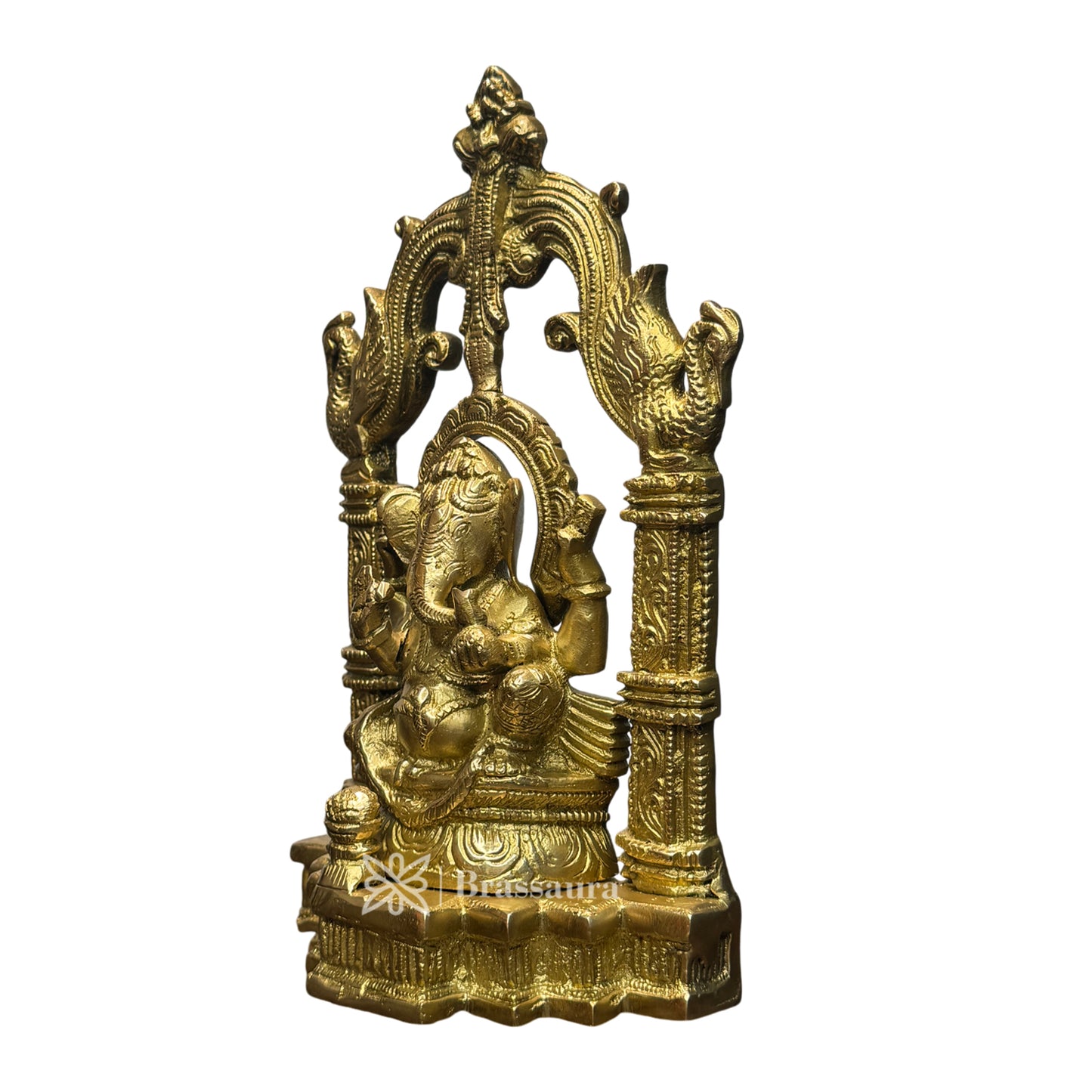 Brassaura™ Brass Ganesha Murti for Home and Decor Brass Ganesh Bhagwan Statue for Pooja Room Ganesha Idols for Home Entrace Decor Good Luck Vastu Decoration Weight 2.5 Kg Height 28 cm