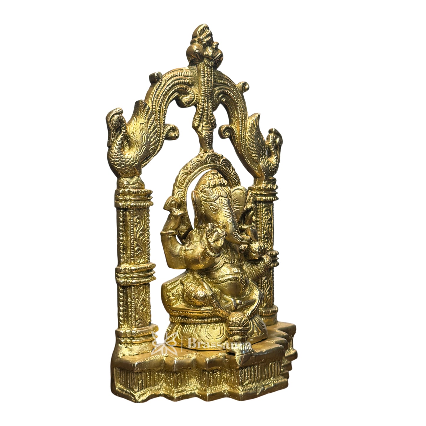 Brassaura™ Brass Ganesha Murti for Home and Decor Brass Ganesh Bhagwan Statue for Pooja Room Ganesha Idols for Home Entrace Decor Good Luck Vastu Decoration Weight 2.5 Kg Height 28 cm