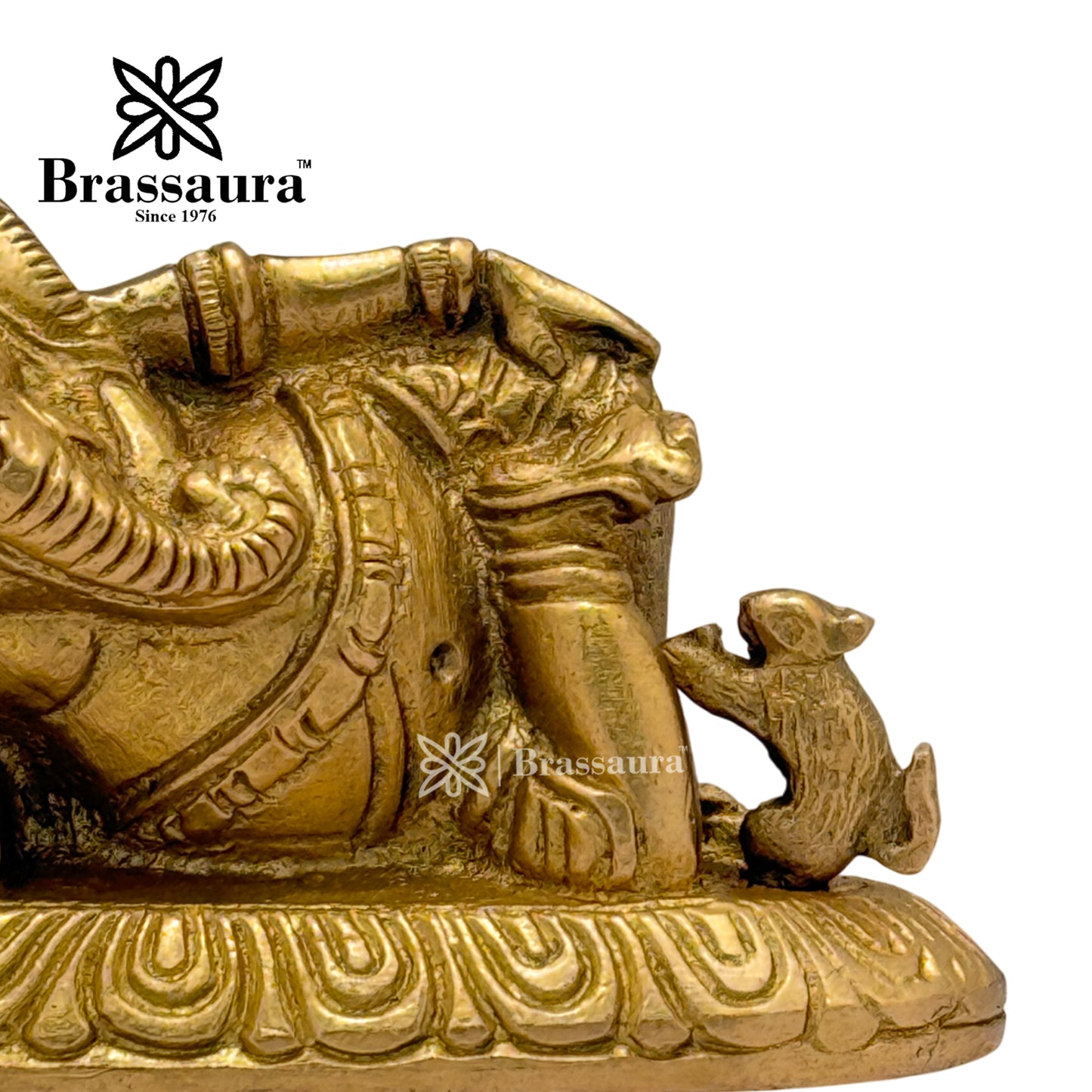 Brass Relaxing Ganesha Idol for Home and Decor Weight .6 Kg Height 6 cm