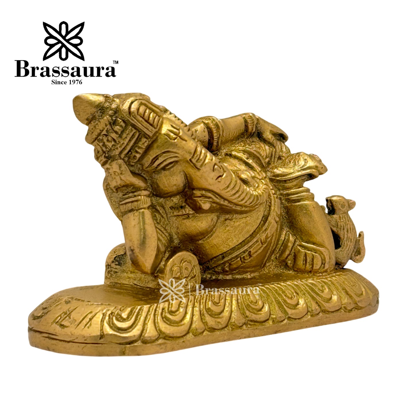 Brass Relaxing Ganesha Idol for Home and Decor Weight .6 Kg Height 6 cm