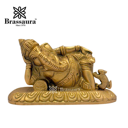 Brass Relaxing Ganesha Idol for Home and Decor Weight .6 Kg Height 6 cm